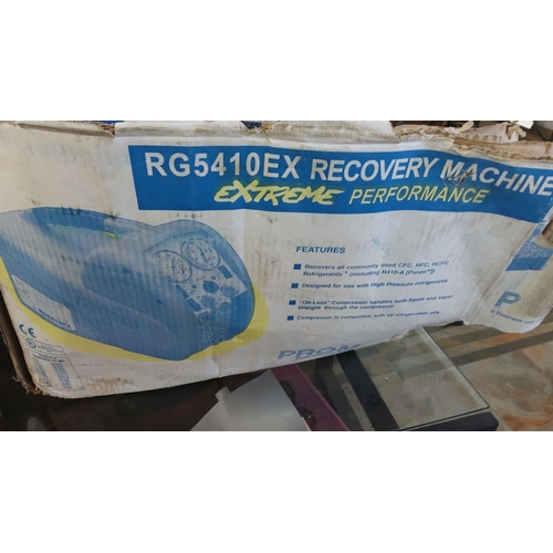 1 - Promax RG5410EX Recovery Machine. Blue exterior with dual pressure gauges, oil-less compressor techn... 