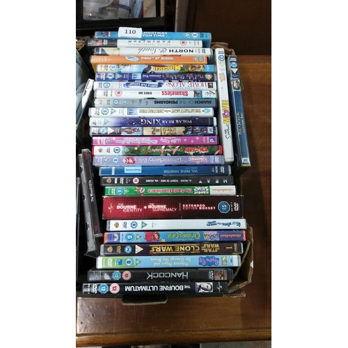 110 - Mixed lot of 40+ DVDs featuring various titles, including 