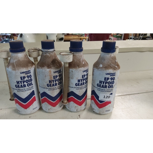 120 - Set of four Unipart EP 90 Hypoid Gear Oil bottles, each containing 500ml.