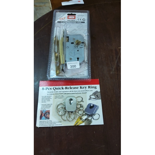 200 - Union Assa Abloy 3 Lever Mortice Lock (Classic) with brass fixtures. Includes an 8-piece Quick-Relea... 