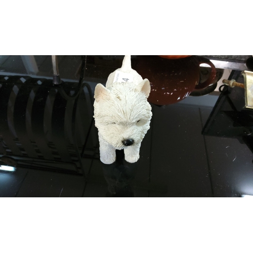 214 - White scotch terrier dog figurine with detailed textured fur. Made from Resin