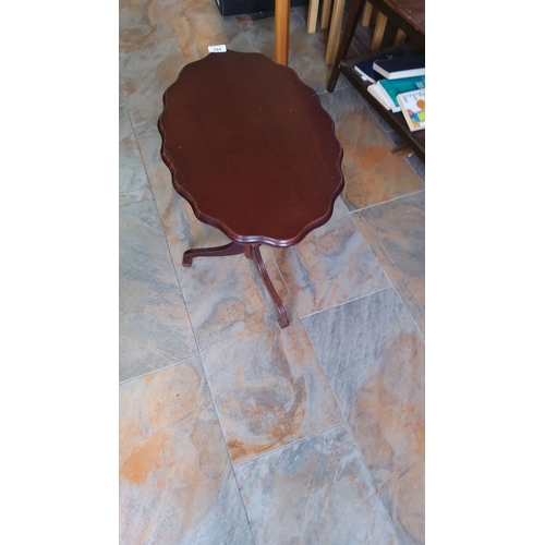 284 - Circular mahogany tilt-top tea table with scalloped edge and tripod base. Approximate Period: 19th C... 