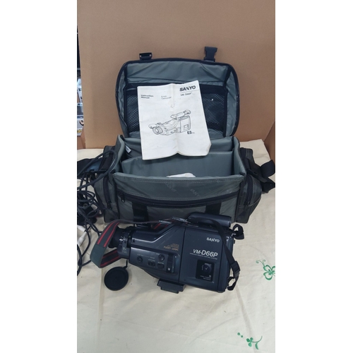 31 - SANYO VM-D66P 8mm Camcorder. Comes with instruction manual and carry bag. Includes power cables and ... 