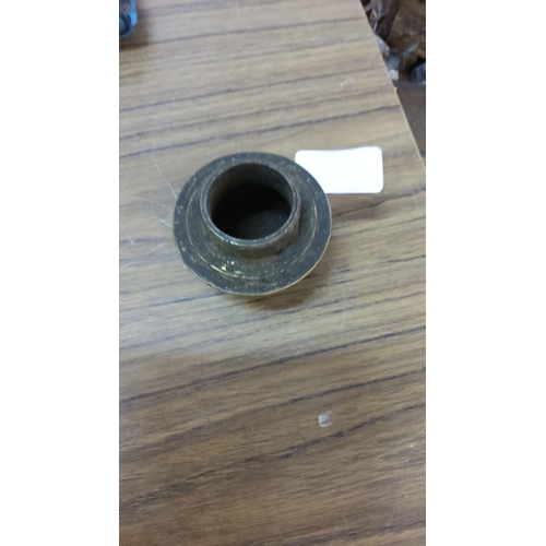 350 - Antique brass wheel nut marked 