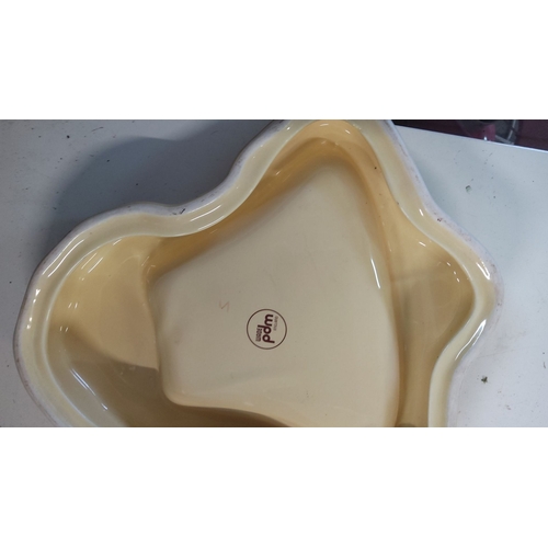 4 - Cream-colored ceramic ashtray by Wade PDM, advertising Bell's Old Scotch Whisky, marked 