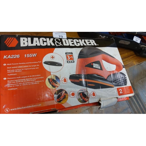 73 - Black & Decker KA226 155W Multi-Purpose Sanding and Decorating Tool. Features a dust-sealed rubber s... 