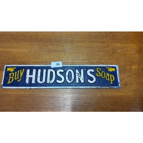 36 - Vintage cast iron sign advertising 