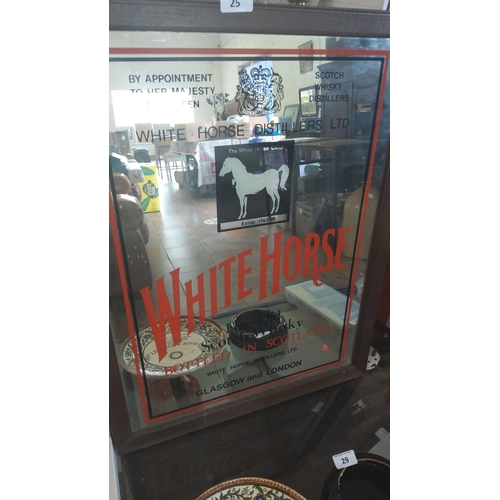 25 - Vintage White Horse Scotch Whisky advertising mirror. Decorated with 