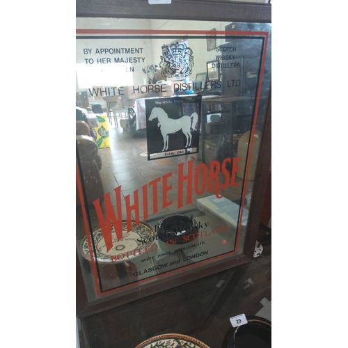 25 - Vintage White Horse Scotch Whisky advertising mirror. Decorated with 