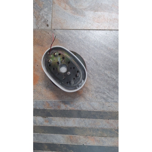 140 - Vintage industrial fire alarm bell with red metal cover.