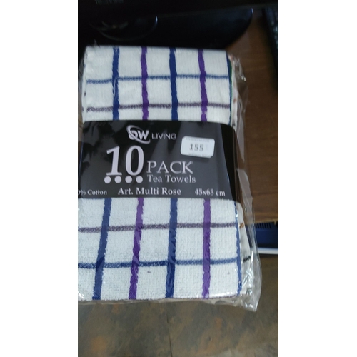 155 - 10 Pack Tea Towels, 100% Cotton, Art. Multi Rose, 45x65 cm.