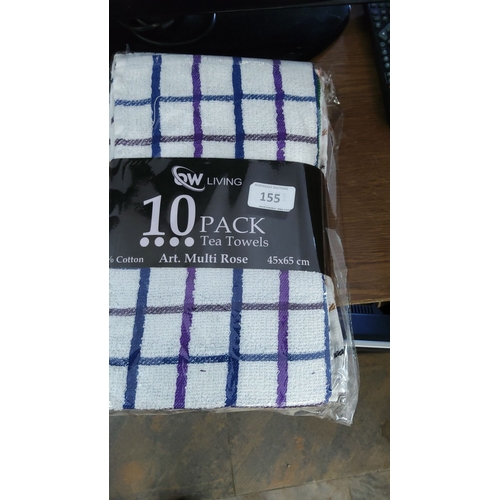 155 - 10 Pack Tea Towels, 100% Cotton, Art. Multi Rose, 45x65 cm.