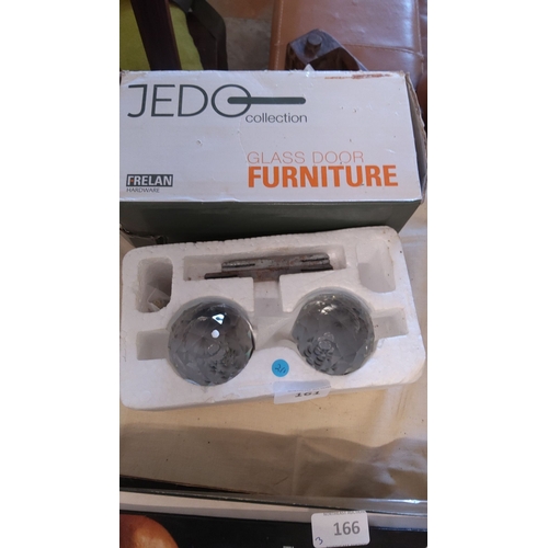 161 - Jedo Collection glass door knobs by Frelan Hardware in original packaging.