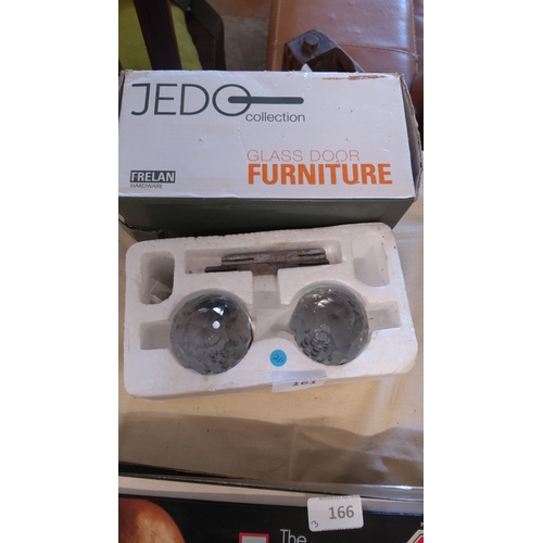 161 - Jedo Collection glass door knobs by Frelan Hardware in original packaging.