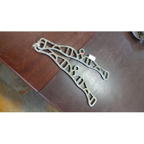 176 - Pair of antique metal clothes line brackets/ends
