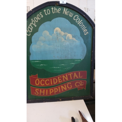 18 - Hand-painted Occidental Shipping Co. trade sign. Text 