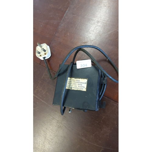 204 - Low Voltage Light Transformer, input 230V 50Hz, output 12V 2Amps.(perfect for beer fonts)