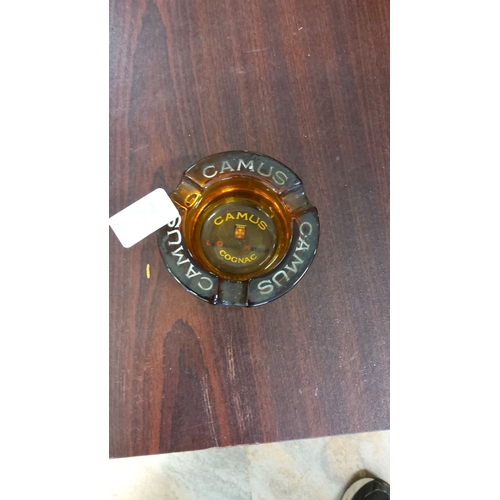 253 - Vintage Camus Cognac amber glass ashtray featuring 