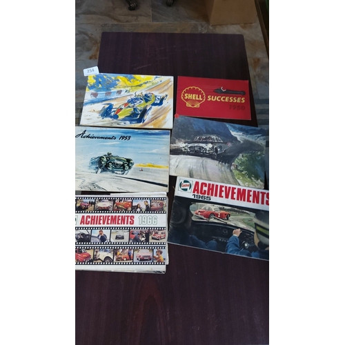 254 - Set of six vintage automobile-themed booklets, including Shell Successes 1950, Achievements 1953, Ca... 