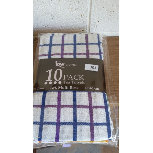 301 - 10-Pack Tea Towels by QW Living. Made from 100% Cotton, 