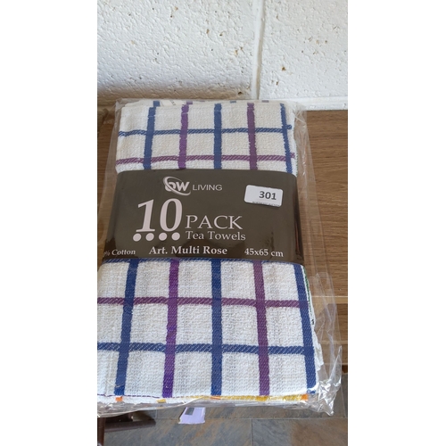 301 - 10-Pack Tea Towels by QW Living. Made from 100% Cotton, 