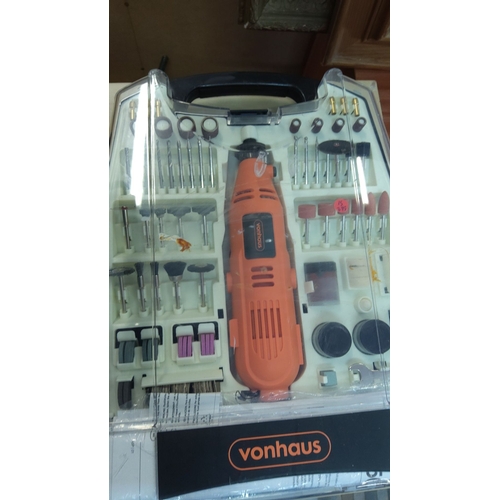 55 - VonHaus Rotary Tool Set with Assorted Attachments in a Transparent Carry Case.