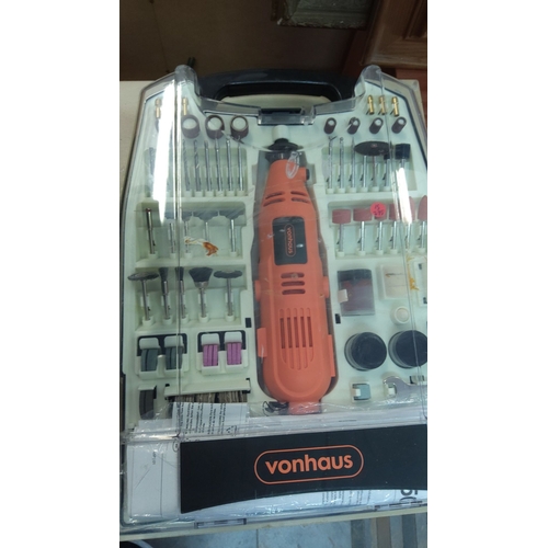 55 - VonHaus Rotary Tool Set with Assorted Attachments in a Transparent Carry Case.