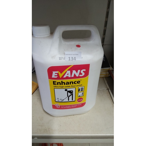 134 - Evans Enhance Ultra High Solids Floor Polish, 5-liter container.