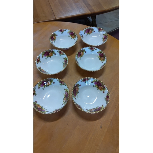 20 - Set of six old country rose pudding bowls