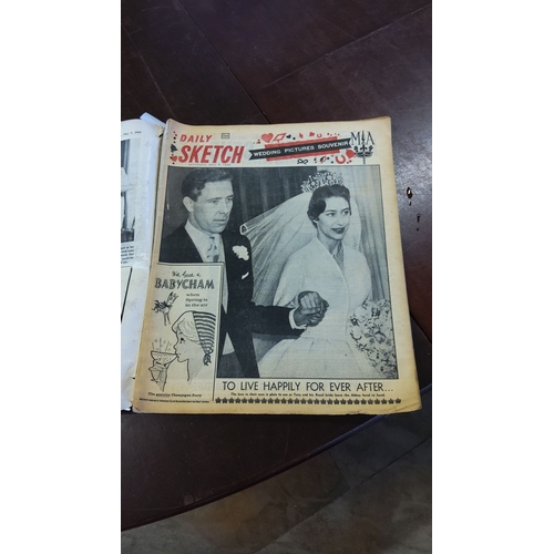 200 - Collectible newspaper from May 7, 1960, featuring royal wedding images.