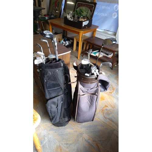 262 - Two sets of golf clubs with bags; one set comes with a black bag and the other with a brown bag. Var... 