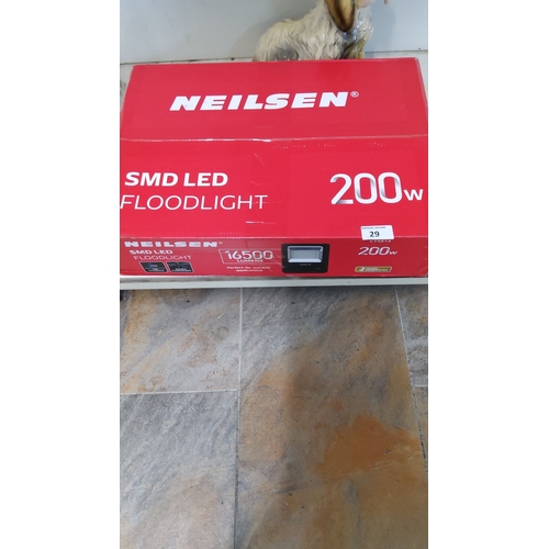 29 - Neilsen SMD LED Floodlight, 200W, 16500 Lumens, includes a built-in PIR sensor.