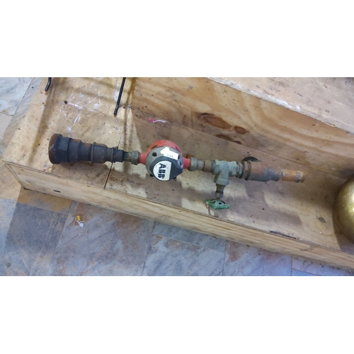 334 - Industrial ABB water meter installation features iron and brass fittings