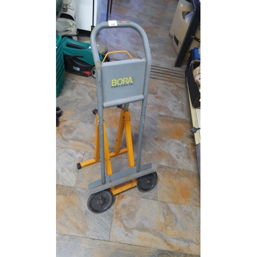 461 - Bora Portamate hand truck in orange and grey features durable construction with foldable support leg... 