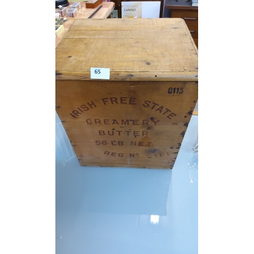 65 - Antique wooden butter crate, marked 