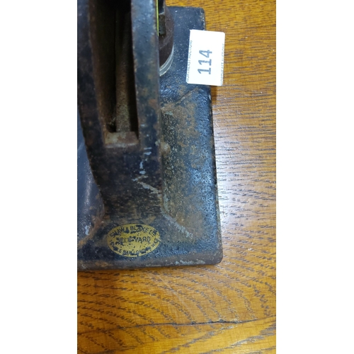 114 - Shaw & Blake E. S. Bell Yard London vintage metal hand embossing press.