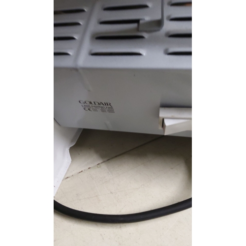 135 - Goldair electric heater model number GEHT510, features a metal protective grill and dual heating ele... 