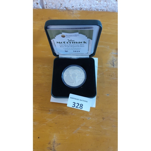 328 - John McCormack €10 Silver Proof Coin 2014, issued by the Central Bank of Ireland, complete with Cert... 