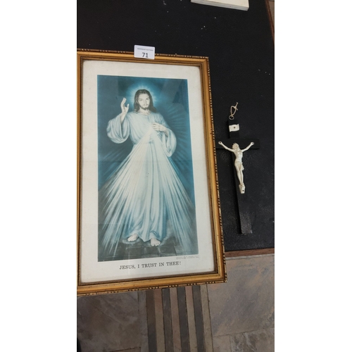 71 - Framed print of Jesus with the inscription 