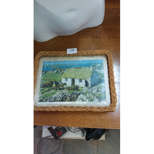 128 - Vintage tray by John Hinde, depicting a thatched cottage in Connemara, Co. Galway, Ireland, framed i... 