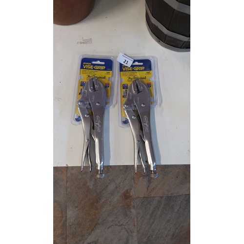 21 - Pair of Irwin Vise-Grip 10R Straight Jaw Locking Pliers, new in packaging.