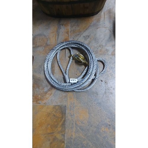 475 - Steel wire rope with hook attachments both ends