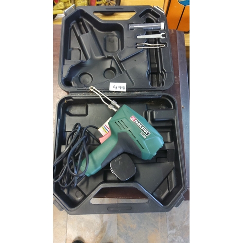 498 - Parkside heat gun tool set in carry case, including additional accessories.