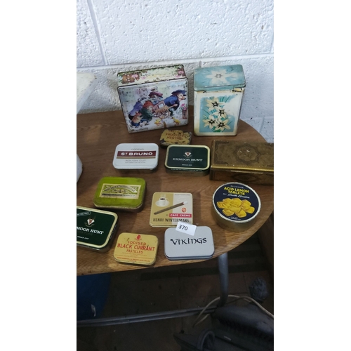 370 - Collection of vintage tobacco and confectionery tins, various brands and designs, including St Bruno... 