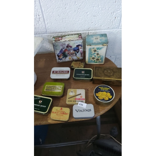 370 - Collection of vintage tobacco and confectionery tins, various brands and designs, including St Bruno... 