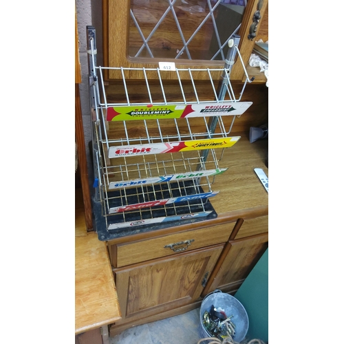 412 - Vintage Wrigley's gum display rack, from the 20th century. Multi-tier metal wire construction featur... 