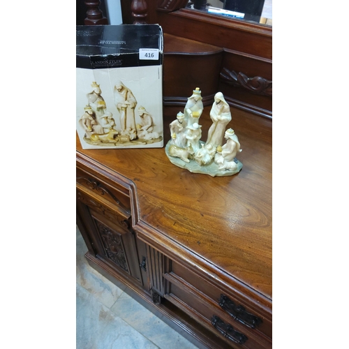 416 - Nativity set from the Landon Tyler Christmas Collection, featuring intricately detailed figurines. B... 