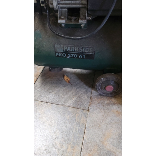 465 - Parkside PKO 270 A1 air compressor features durable construction and portable design.(untested)