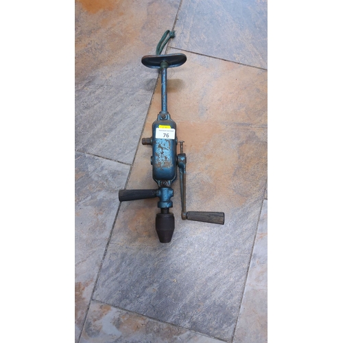 76 - Metal hand drill marked 