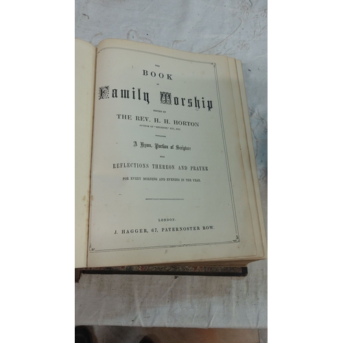 180 - 1866 Family Worship Book - Anglican Church - Barlow Family (marbled cover)